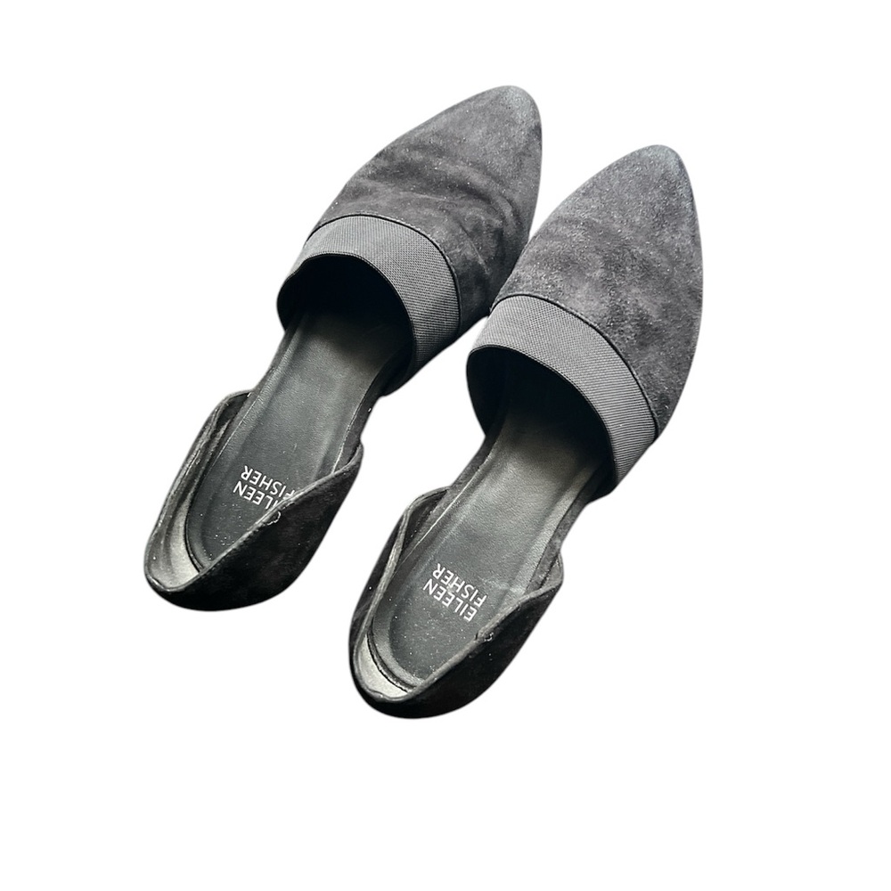 Eileen Fisher | Women's Black Suede Flats Hilly D’Orsay Size 7.5